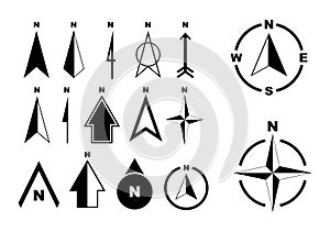Set of compass or north arrow concept.