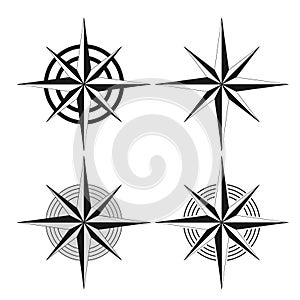 Set of compass roses isolated on white background. vector illustration