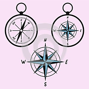 Set of the compass silhouette