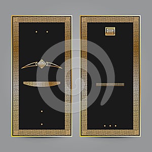 Set of complimentary ticket in Vintage or Retro style frame and label elements. For packaging, design of luxury products, perfume