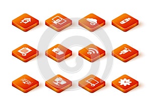 Set Computer api interface, FTP folder and lock, Document, Folder, Laptop and Wifi locked icon. Vector