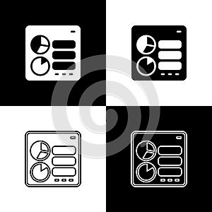 Set Computer api interface icon isolated on black and white background. Application programming interface API technology