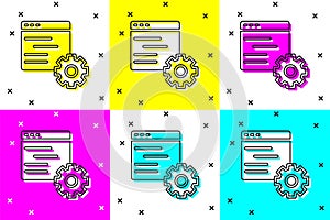 Set Computer api interface icon isolated on color background. Application programming interface API technology. Software