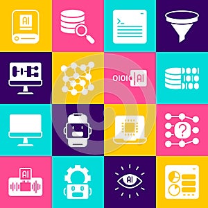 Set Computer api interface, Neural network, Binary code, Web developer programming, Algorithm, Artificial intelligence