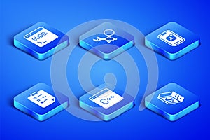Set Computer, Code terminal, Software, Clipboard with checklist, Debugging and Mobile Apps icon. Vector