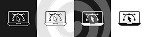 Set Computer display with vector design program icon isolated on isolated on black and white background. Photo editor
