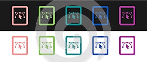 Set Computer display with vector design program icon isolated on isolated on black and white background. Photo editor
