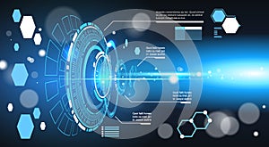 Set Of Computer Futuristic Infographic Elements Tech Abstract Background Template Charts And Graph, Banner With Copy