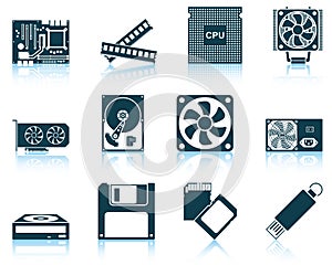 Set of computer hardware icons