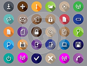 Set of computer icons in a flat design