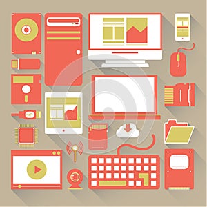 set of computer icons. Vector illustration decorative background design