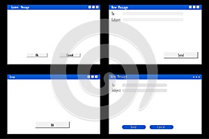 Set computer message system. Computer interface. Dialog frame. Vector illustration. Stock image.