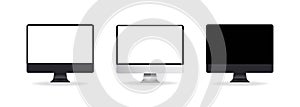 Set of computer monitor. Realistic computer monitor icons set in space, silver and grey collor. Screen mockup. Vector EPS 10.