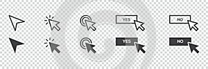 Set of computer mouse click cursor icons