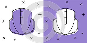 Set Computer mouse gaming icon isolated on white and purple background. Optical with wheel symbol. Vector