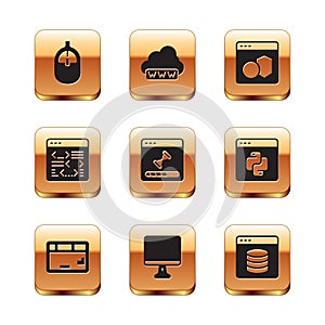 Set Computer mouse, Keyboard, monitor screen, Loading data window, Software, Server, Data, Web Hosting and development