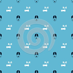Set Computer mouse and Router and wi-fi signal on seamless pattern. Vector
