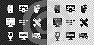 Set Computer mouse, Web development, Front end, UI or UX design, and graphic, Website statistic, and Site map icon