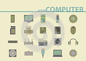 set of computer parts. Vector illustration decorative design