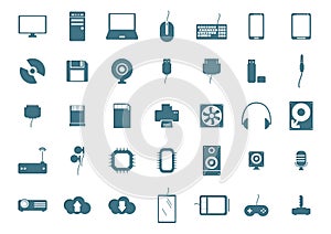 set of computer parts. Vector illustration decorative design