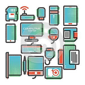 set of computer parts. Vector illustration decorative design