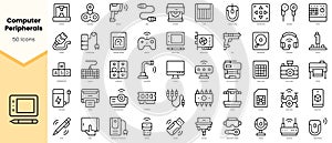 Set of computer peripherals Icons. Simple line art style icons pack. Vector illustration photo
