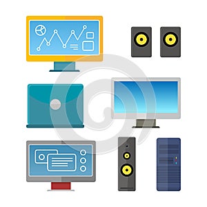 Set of Computer Peripherals Illustrations.