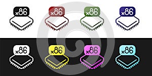 Set Computer processor with microcircuits CPU icon isolated on black and white background. Chip or cpu with circuit