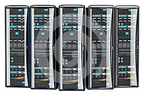 Set of Computer Server Racks, 3D rendering