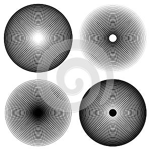 Set of 4 concentric circle elements. Ripple, radiating circles. photo