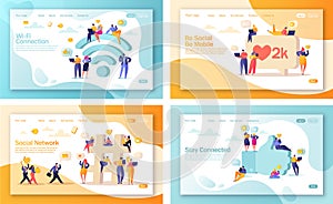 Set of concept of landing pages for mobile website development and web page design.