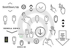Set of concept line icons scroll down