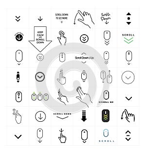 Set of concept line icons scroll down