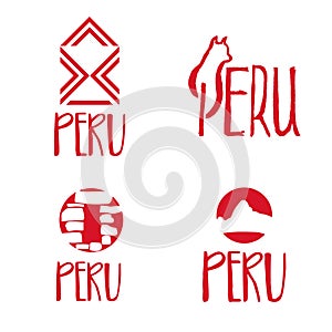 Set of concept logo template for Peru theme.