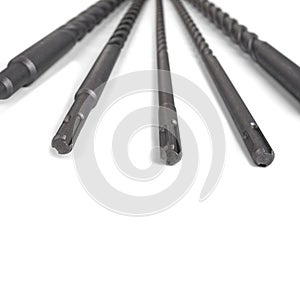 Set of concrete drills on a white background