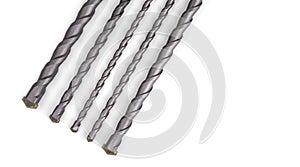 Set of concrete drills on a white background