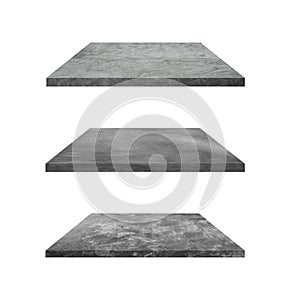 Set of Concrete shelf isolated on white background with clipping path