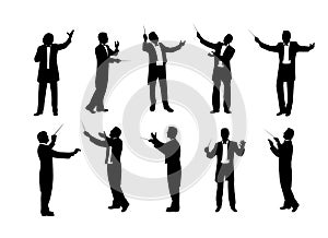 Set of conductor silhouettes vector illustration