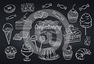 Set confectionery and sweets icons