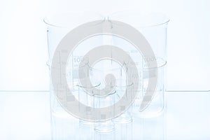 Set of conical laboratory glassware of different capacity