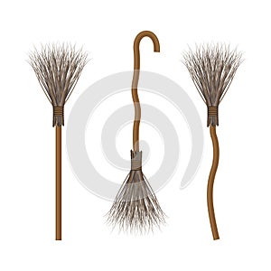 A set consisting of witch brooms of various shapes. A vehicle of evil spirits. The witch s broom is a Halloween symbol