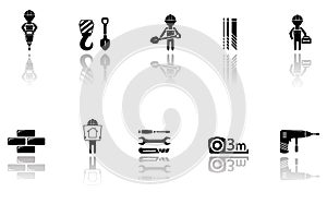 Set of construction icons with tools
