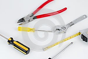 Set of construction tools isolated on a white