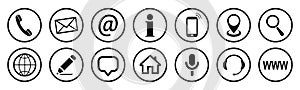 Set contact icons button - vector