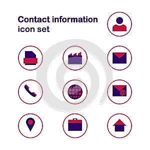 A set of Contact information Icons. Buttons vector icon set. communication symbols collection, vector sketches. email, address,