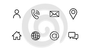 Set Contact Us Icon simple line style isolated business card. Vector illustration.