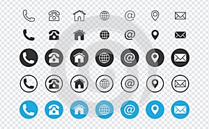 set of contact us icons. 5 Style Contact information Icon in Vector Format vector illustration. eps 10