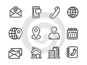Set of contact us icons with line style
