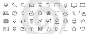 Set of 40 Contact Us web icons in line style. Web and mobile icon. Chat, support, message, phone. Vector illustration