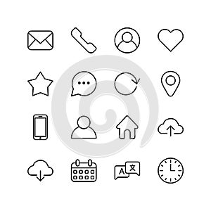 Set of contact us line icon design.